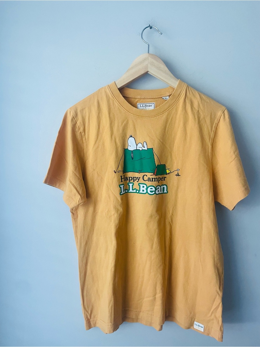 L.L. Bean "Happy Camper" Snoopy Tee - Mustard Yellow